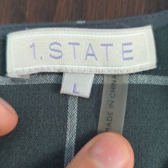 1. State gray plaid georgette sleeveless blouse - Picture 4 of 5